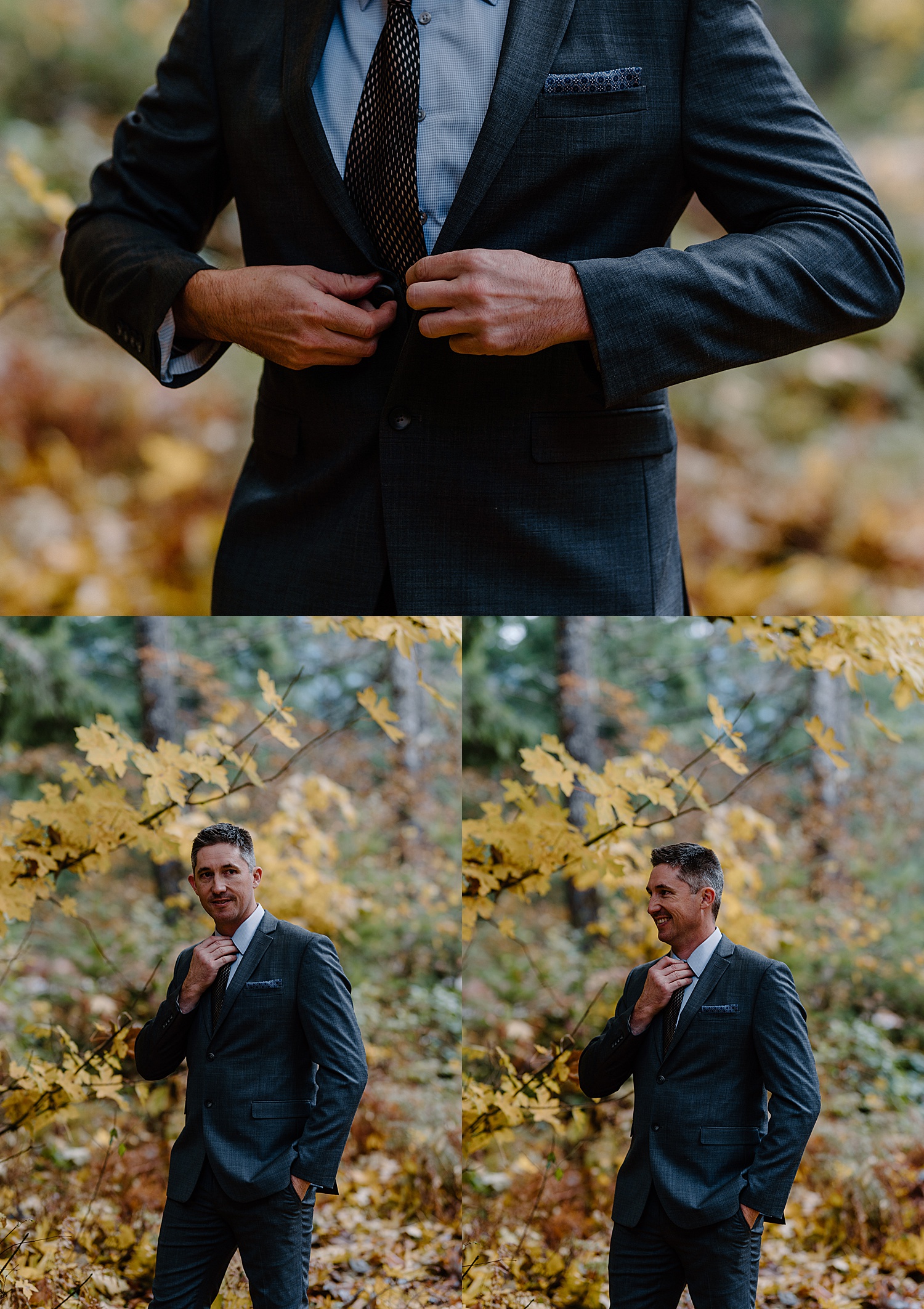 Fall elopement photos of the groom