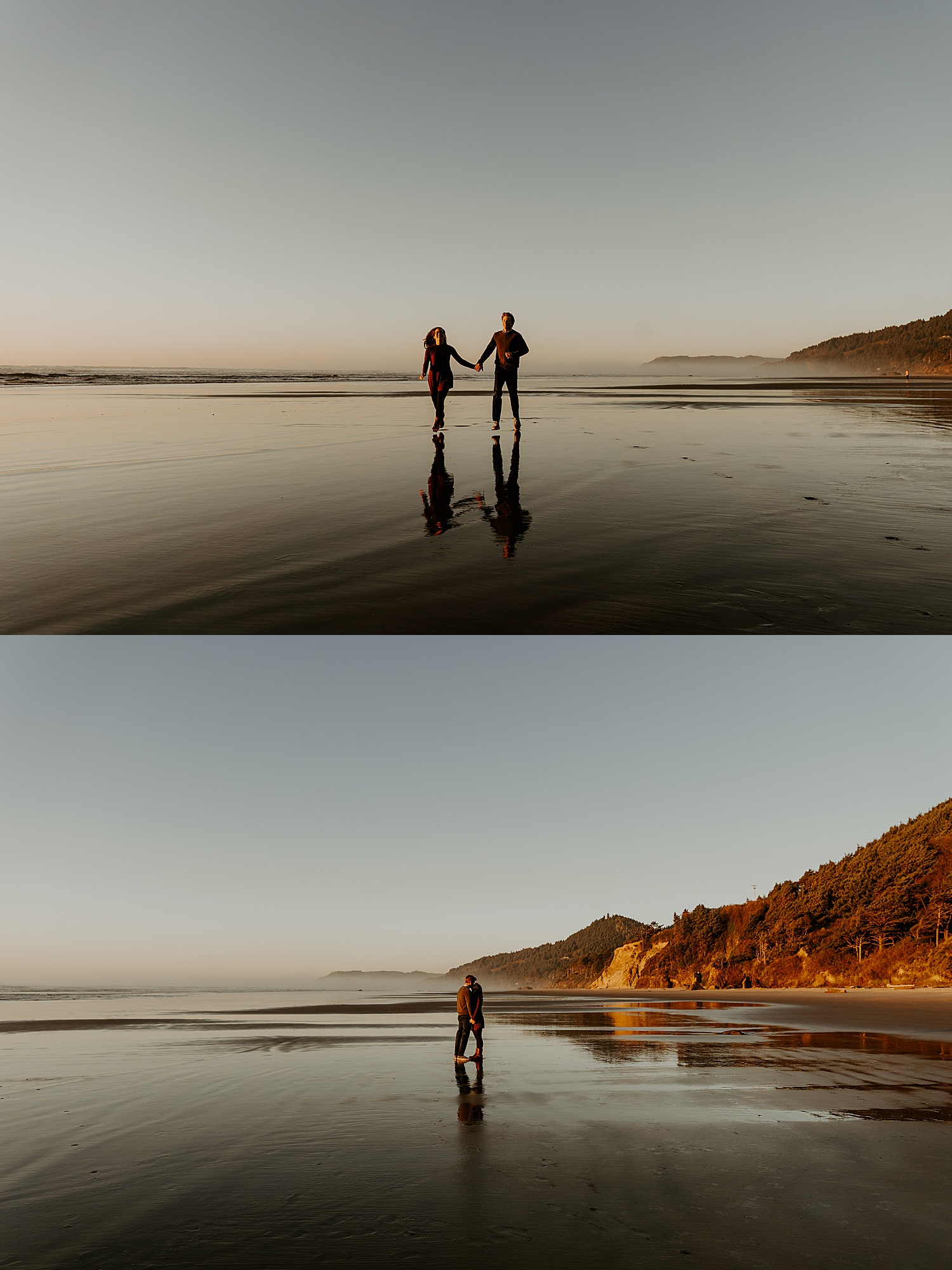 Hug Point Oregon Coast Sunset Engagement