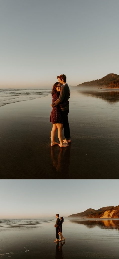 Hug Point Oregon Coast Sunset Engagement
