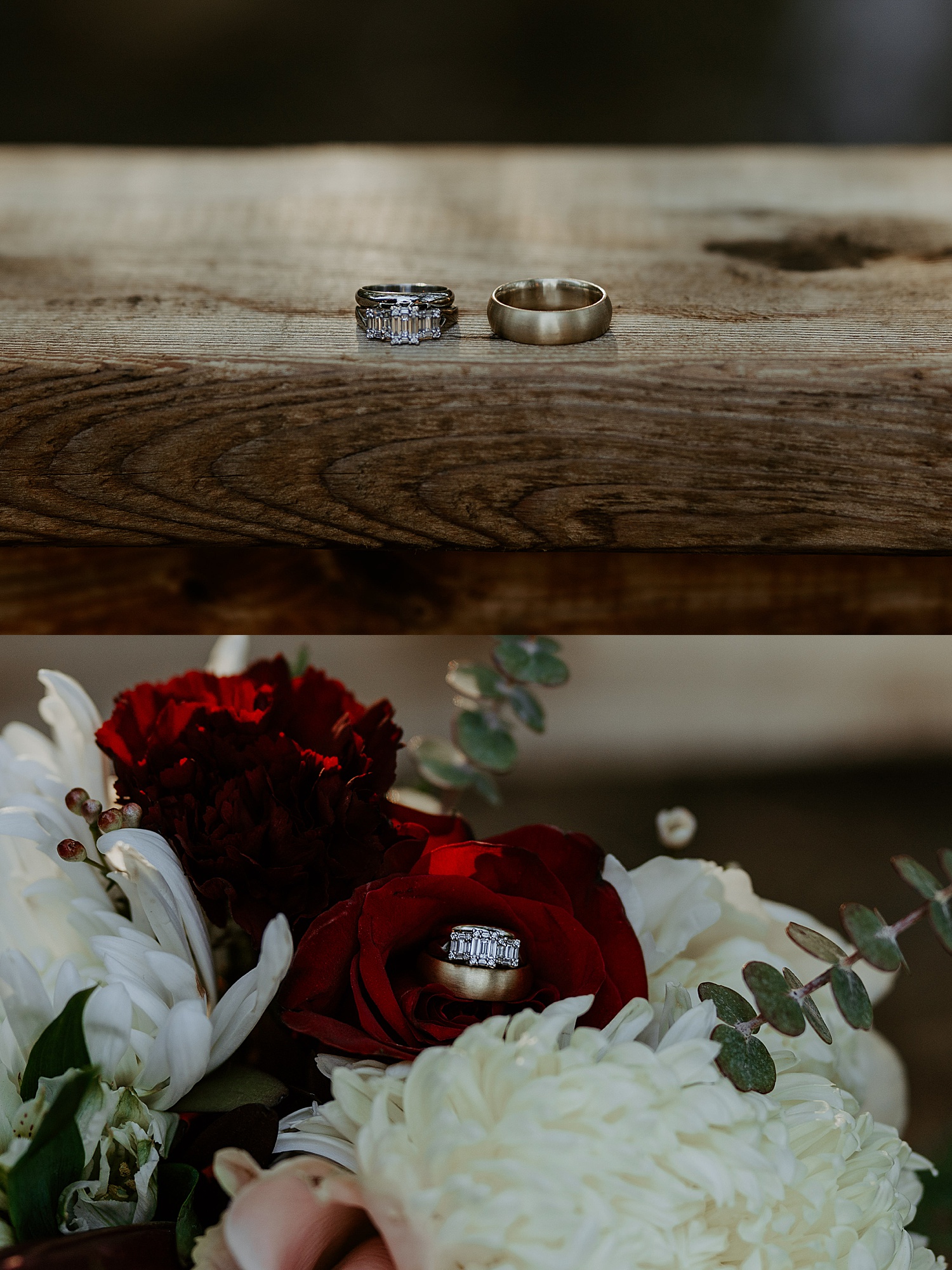 ring detail shots with bouquet