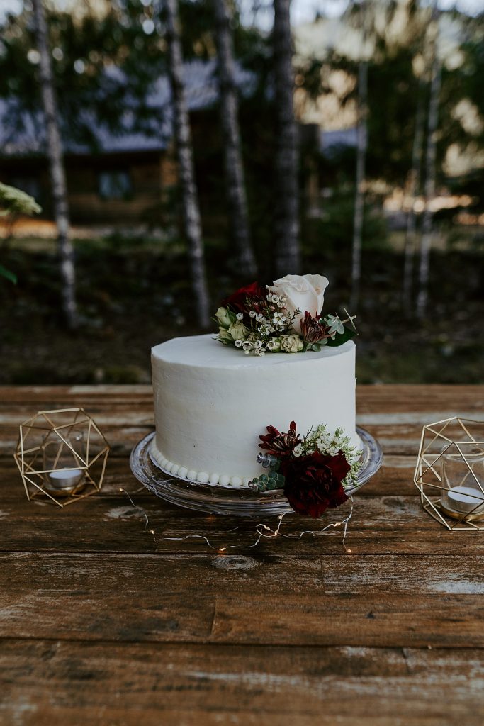 simple white one-tier elopement cake