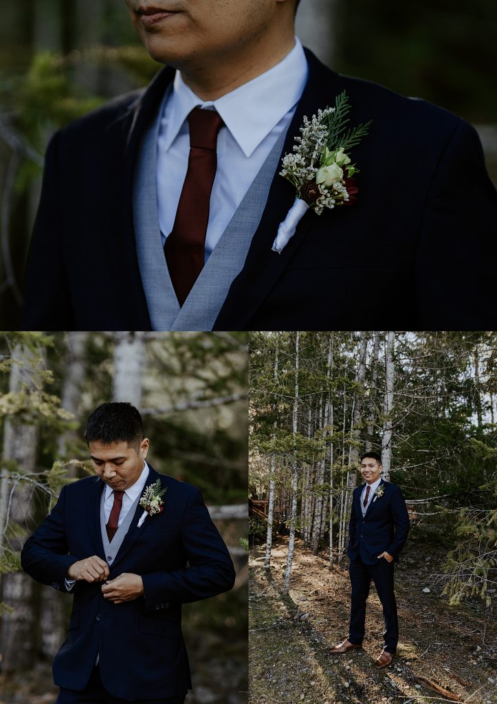 groom portraits in the forest