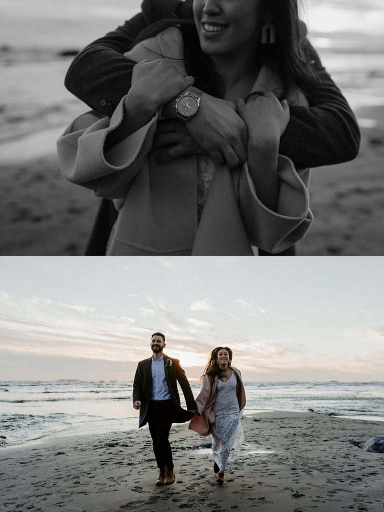 Blue hour eloping couples photos