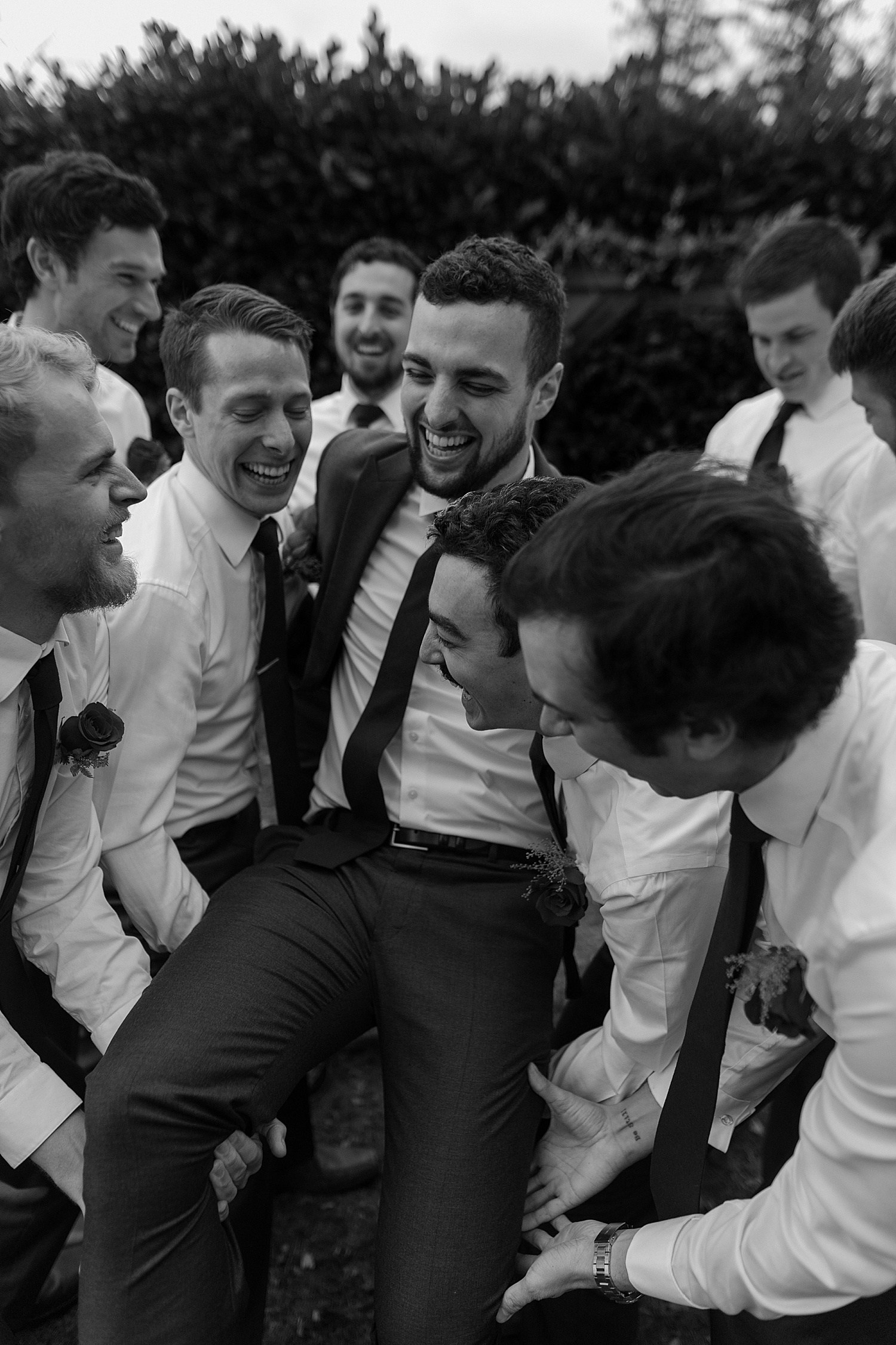 Black and white groomsmen photo