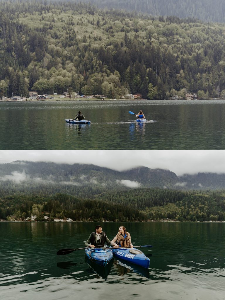 olympic national park elopement kayaking adventure on a lake