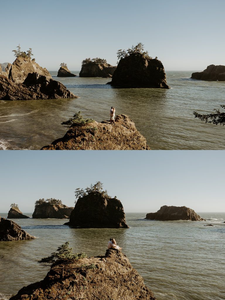 Oregon Coast elopement photos on the rocky coast