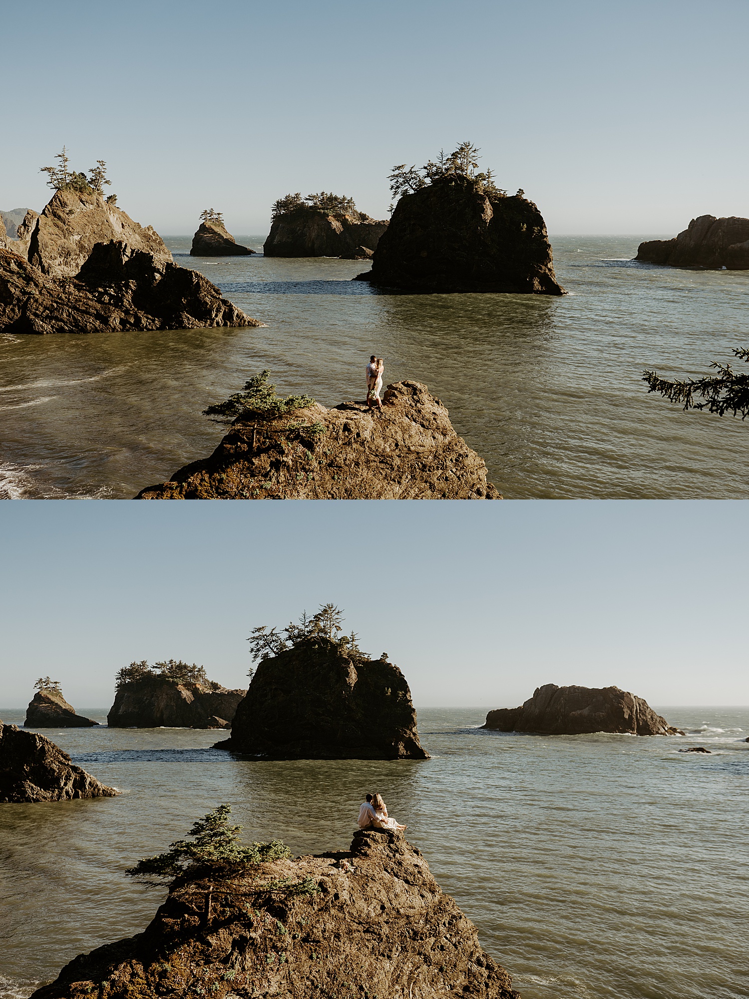 Oregon Coast elopement photos on the rocky coast