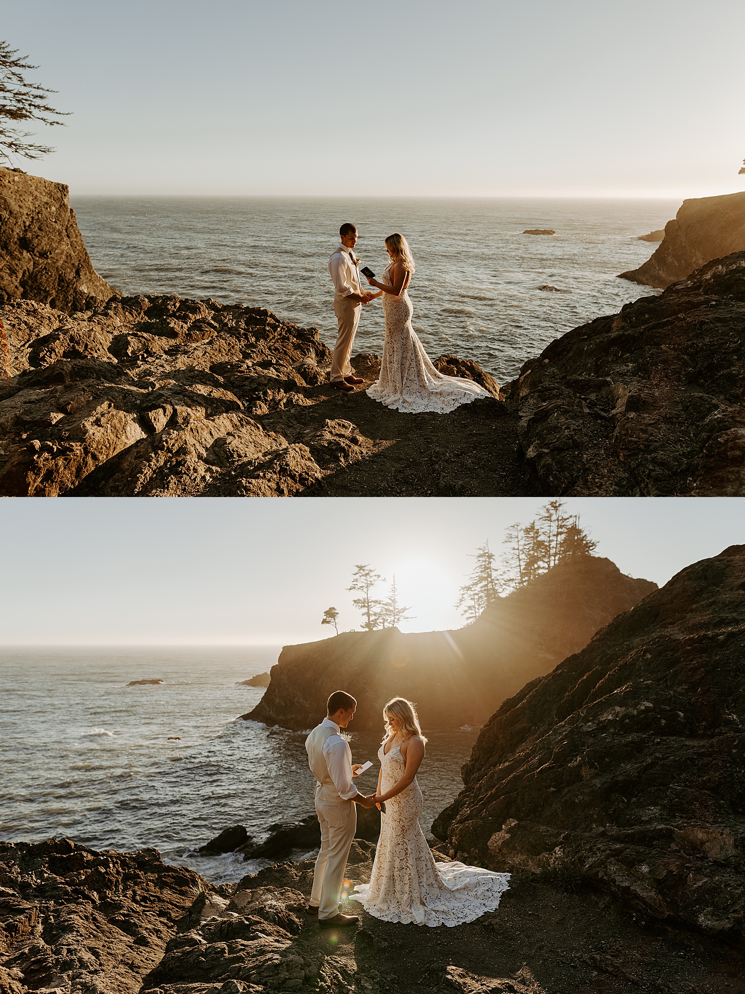 Private vows on the California Coast at sunset