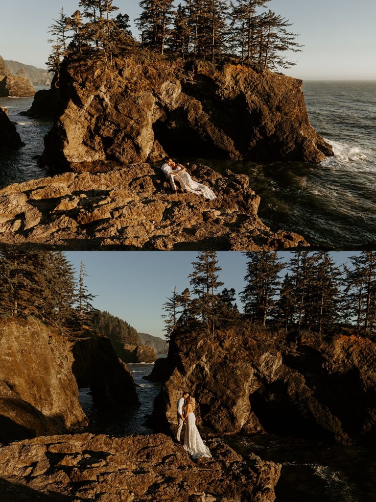 Elopement photos on the southern Oregon Coast with natural bridges