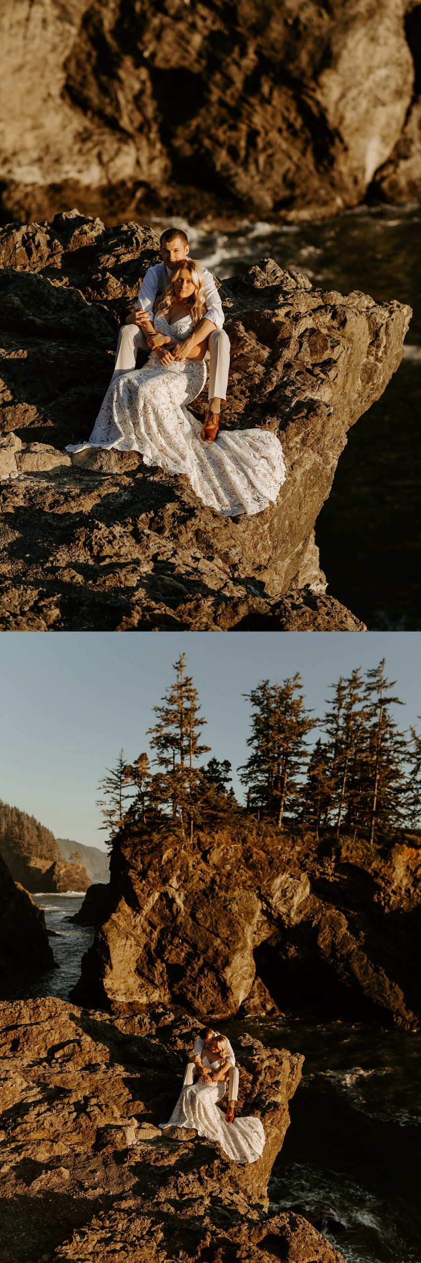 Elopement photos on the southern Oregon Coast with natural bridges