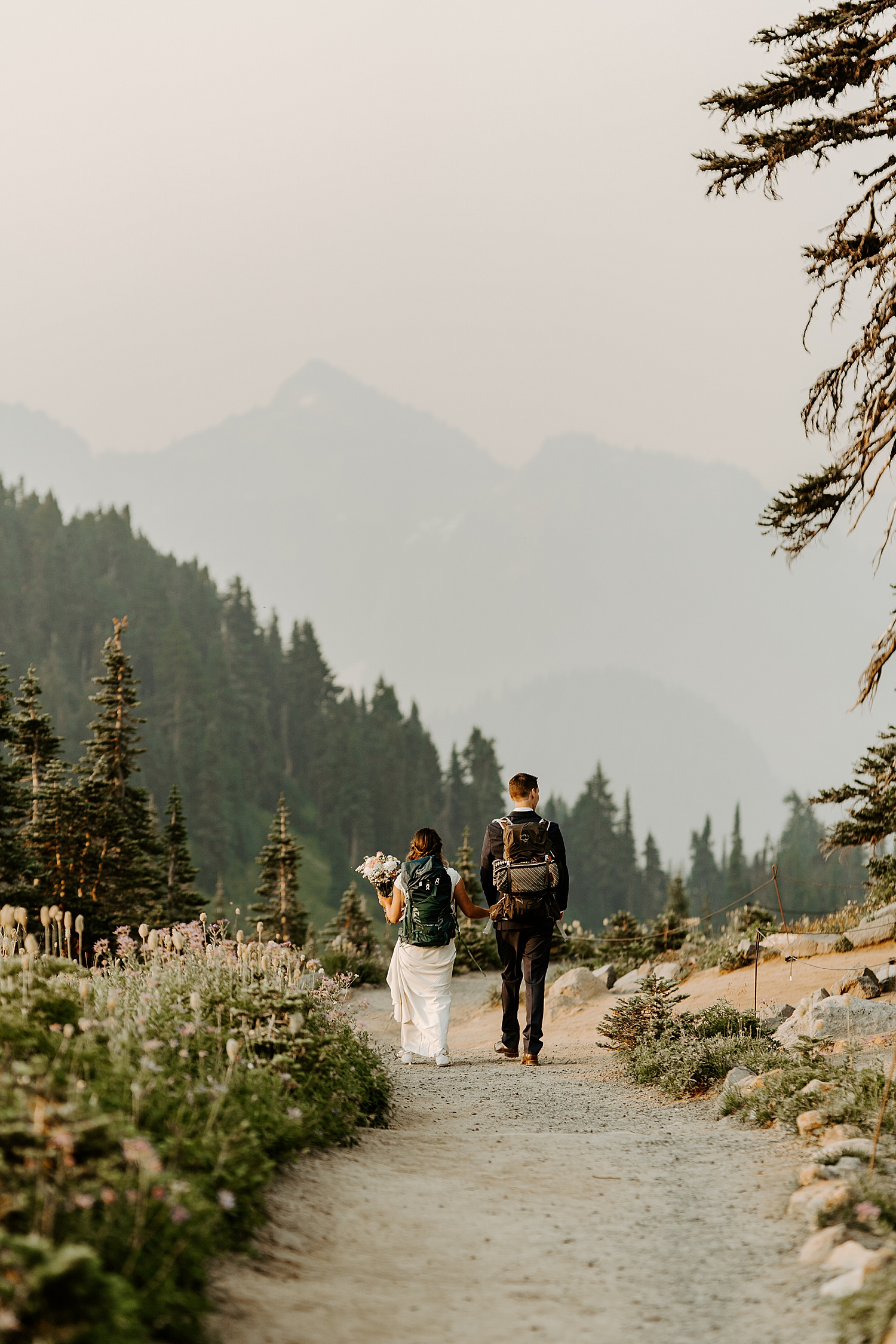 hiking elopement couple