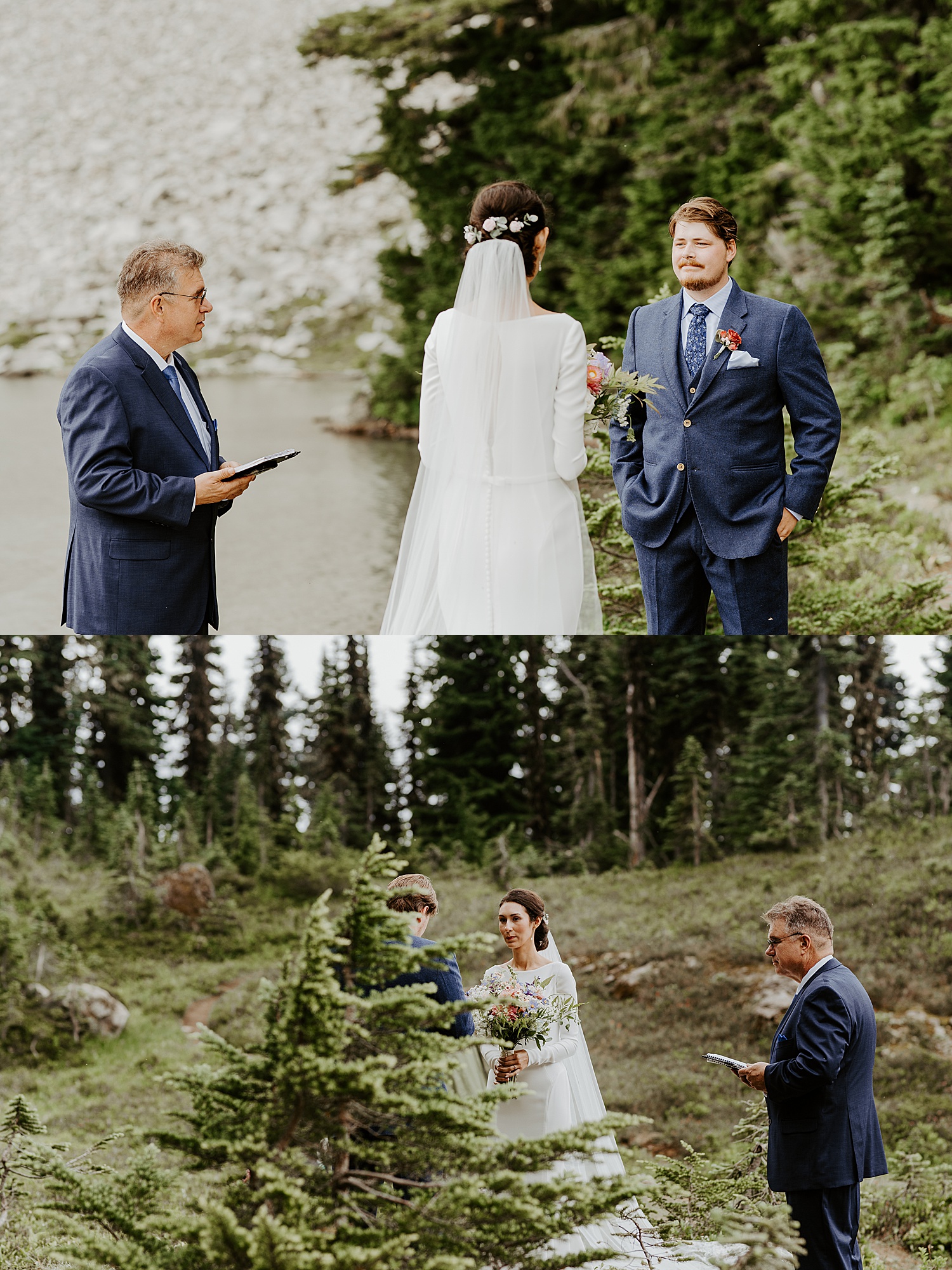 intimate elopement ceremony by a lake