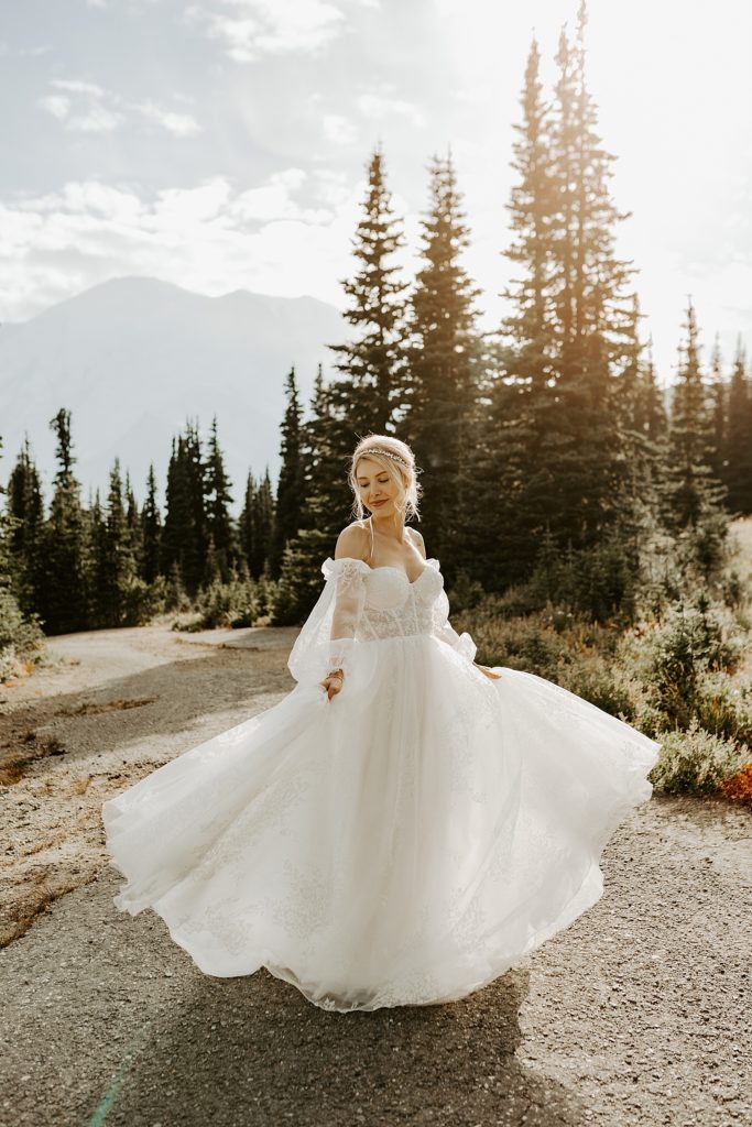 Out of State Elopement Planning Blog - Mount Rainier Bride Portrait