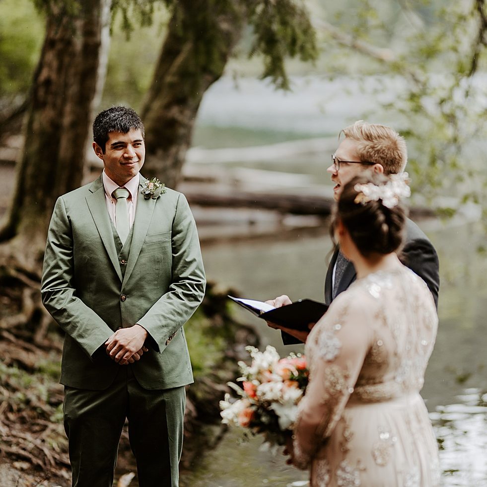 olympic national park lakeside tiny wedding ceremony
