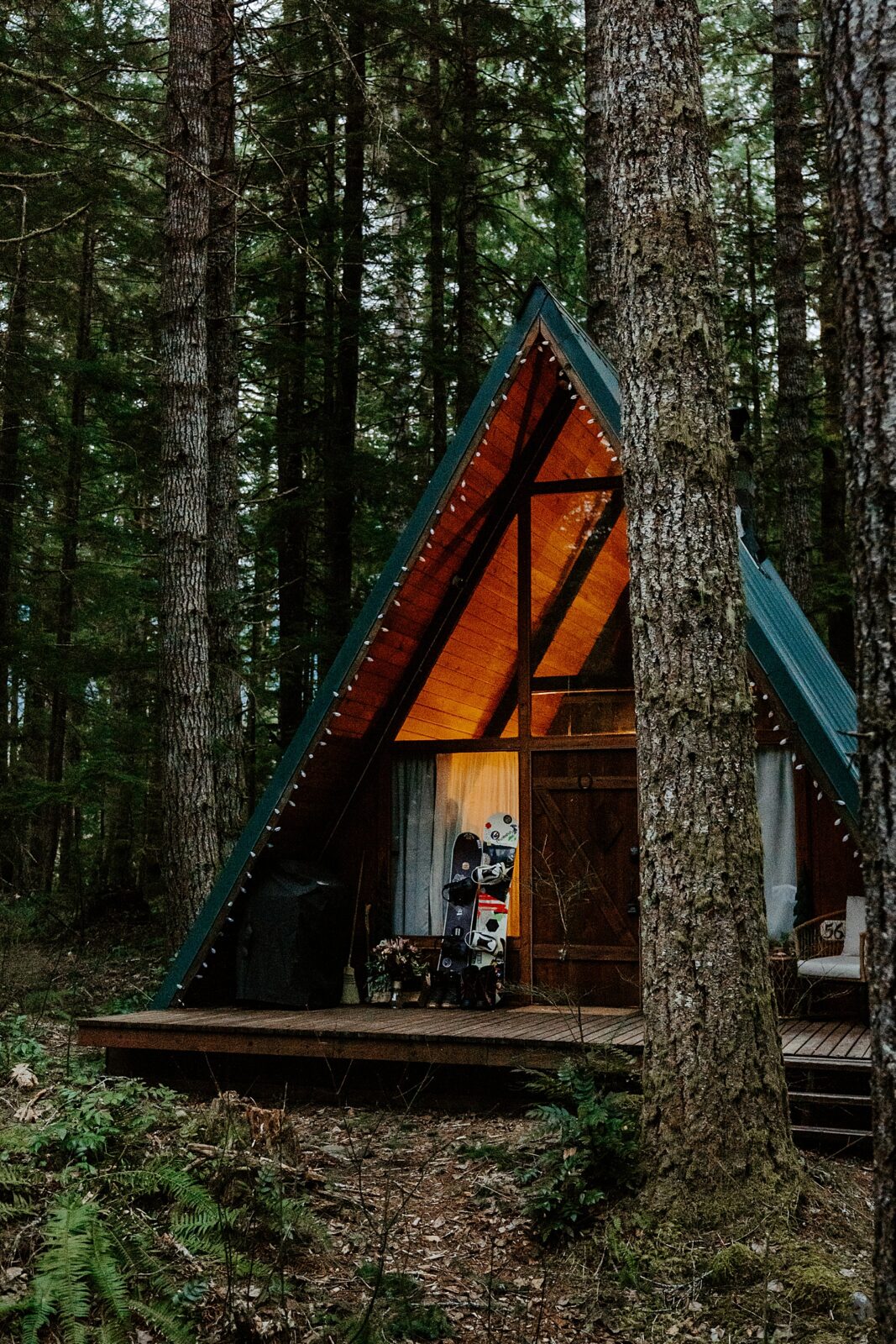 Mt Rainier Winter Wedding Day 1: A-Frame Cabin & Snowshoe Elopement