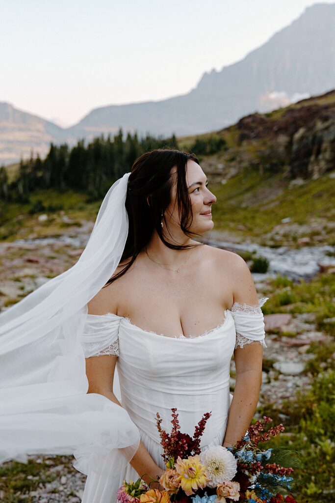Bridal portrait in Glacier National Park