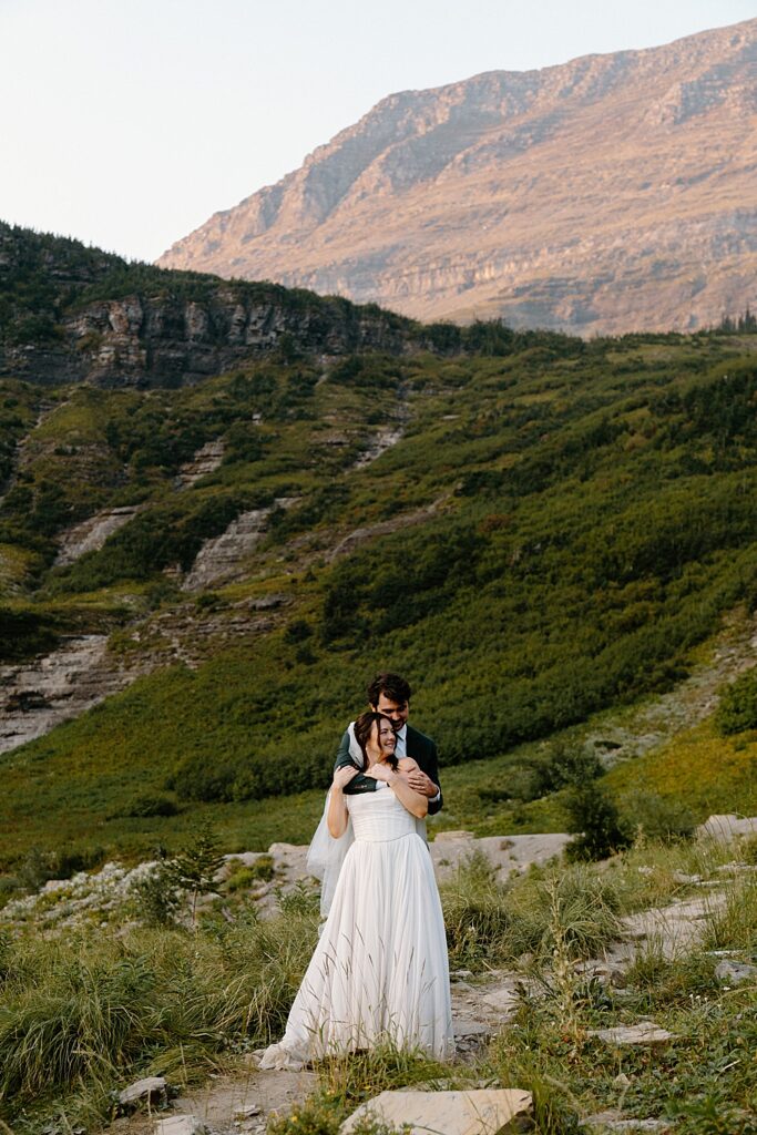 Sunset Big Bend elopement portrait of a bride and groom
